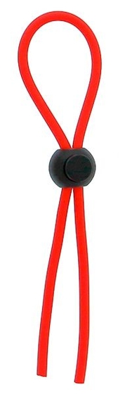 Красное эрекционное лассо с одной бусиной-утяжкой Stretchy Thin Lasso - фото, цены