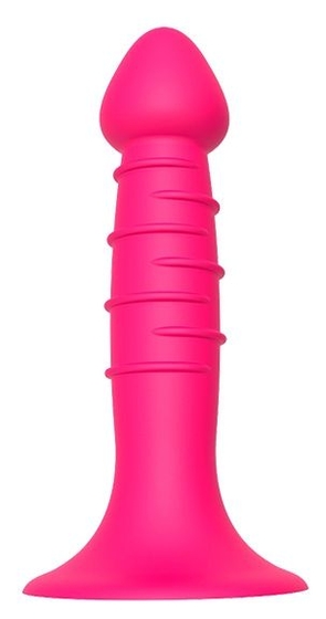 Розовая анальная пробка-фаллос Spiral Plug - 13,5 см. - фото, цены