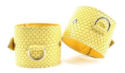 Кожаные наручники Желтый питон - фото, цены