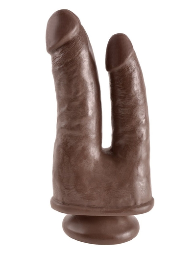 Коричневый анально-вагинальный фаллоимитатор Double Penetrator - 20,9 см. - фото, цены