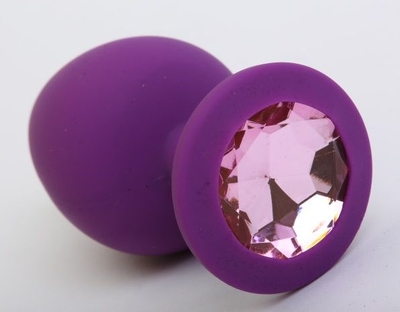 Фиолетовая силиконовая пробка с розовым стразом - 9,5 см. - фото, цены