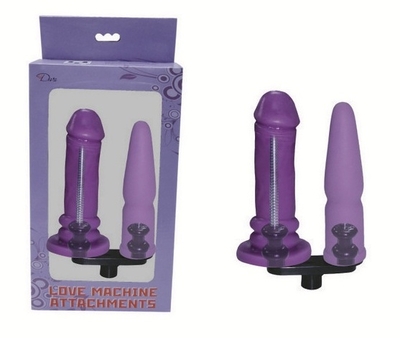 Фиолетовая двойная насадка для секс-машин - фото, цены