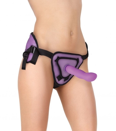 Фиолетовый страпон Deluxe Silicone Strap On 8 Inch с волнистой насадкой - 20,5 см. - фото, цены
