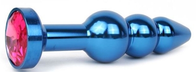 Удлиненная синяя анальная втулка с малиновым кристаллом - 11,3 см. - фото, цены