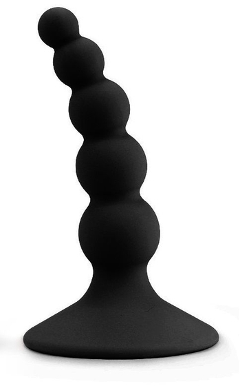 Черный анальный стимулятор с шариками Lure me Beaded Anal Plug - 10,3 см. - фото, цены