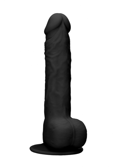 Черный фаллоимитатор Realistic Cock With Scrotum - 24 см. - фото, цены