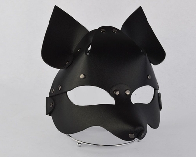 Черная кожаная маска Лиса - фото, цены