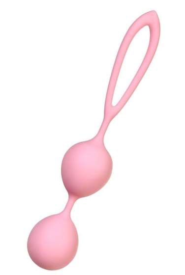 Розовые силиконовые вагинальные шарики с ограничителем-петелькой - фото, цены