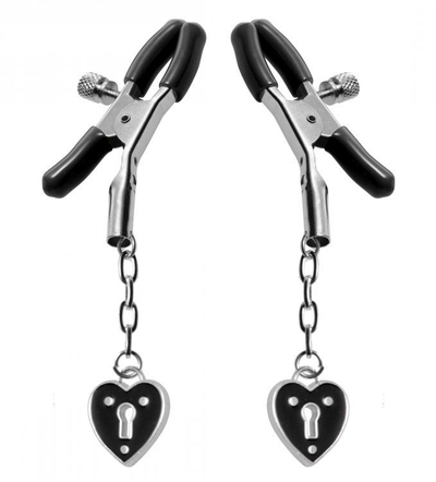Зажимы на соски с подвесками-замками Charmed Heart Padlock Nipple Clamps - фото, цены