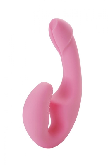 Розовый безремневой страпон из силикона - 22 см. - фото, цены