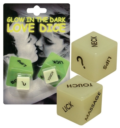 Кубики для любовных игр Glow-in-the-dark с надписями на английском - фото, цены