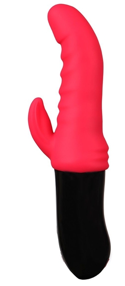 Красный вибростимулятор-кролик Ribbed Punch - 23,7 см. - фото, цены