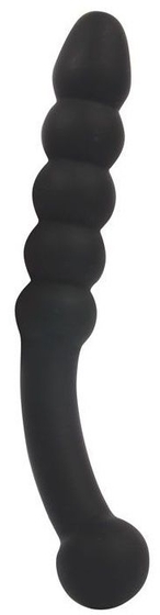 Черный изогнутый анальный стимулятор-елочка - 22,5 см. - фото, цены