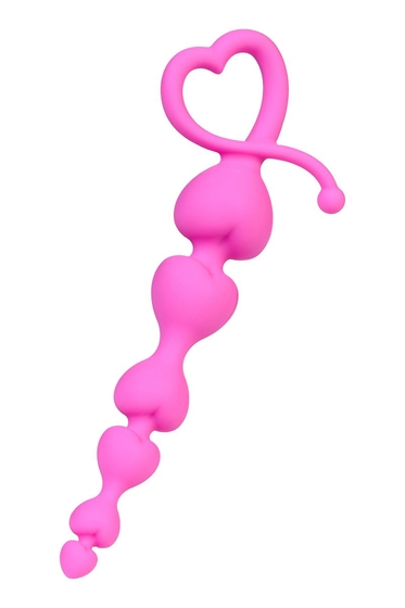 Розовая анальная цепочка из силикона - 18 см. - фото, цены