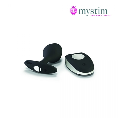 Черная пробка Mystim Rocking Vibe S с возможностью подключения к электростимулятору - 9,7 см. - фото, цены