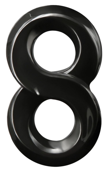 Черное эрекционное кольцо с подхватом мошонки Lucky 8 - фото, цены
