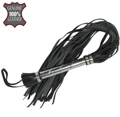 Черная плеть с серебристой ручкой - 63 см. - фото, цены