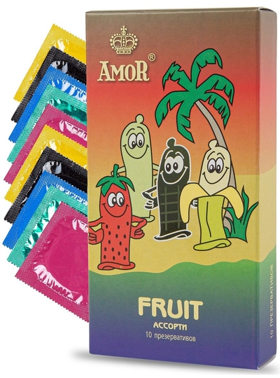 Ароматизированные презервативы Amor Fruit Яркая линия - 10 шт. - фото, цены