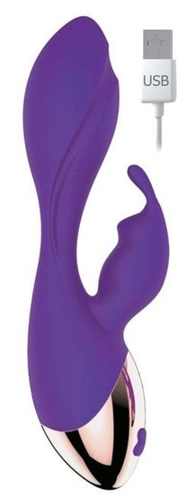 Фиолетовый вибратор с клиторальным зайчиком - фото, цены