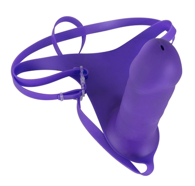 Фиолетовые трусики с фаллосом StrapOn for Lovers - 18 см. - фото, цены