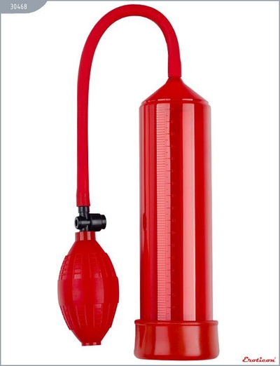Красная вакуумная помпа Eroticon Pump X1 с грушей - фото, цены