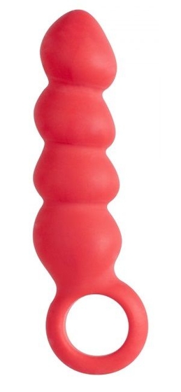Красный анальный стимулятор в форме ёлочки с кольцом - фото, цены