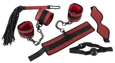 Красно-черный набор из 5 предметов для БДСМ-игр - фото, цены