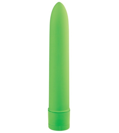 Зелёный классический вибратор Basicx Multispeed Vibrator Green 7inch - 18 см. - фото, цены