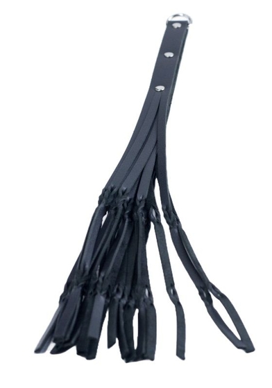 Черная кожаная плеть с 18 хвостами - 52 см. - фото, цены