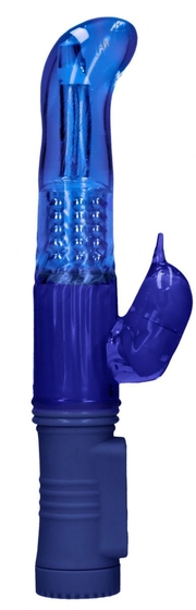 Синий вибратор-кролик Rotating Dolphin - 23 см. - фото, цены