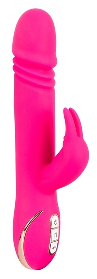 Ярко-розовый вибратор-кролик Stoss Stange - 23 см. - фото, цены