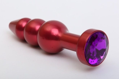 Красная анальная ёлочка с фиолетовым кристаллом - 11,2 см. - фото, цены