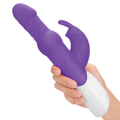 Фиолетовый вибратор-кролик с вращающимися бусинами - 25 см. - фото, цены