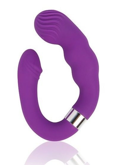 Двойной фиолетовый силиконовый вибромассажер Cosmo - фото, цены