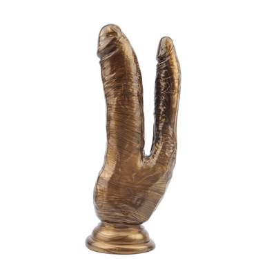 Золотистый анально-вагинальный фаллоимитатор Ivana Havesex - 19,5 см. - фото, цены