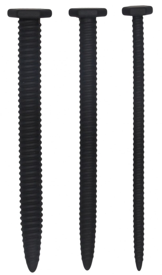 Набор из 3 черных стимуляторов уретры Silicone Screw Plug Set - фото, цены
