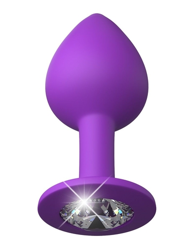 Фиолетовая анальная пробка со стразом Her Little Gem Medium Plug - 8,3 см. - фото, цены