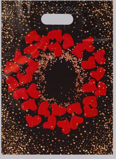 Полиэтиленовый пакет Праздничные сердечки - 31 х 40 см. - фото, цены