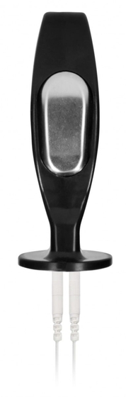 Черный электростимулятор с проводящей насадкой E-Stim Hollow Butt Plug - 7,8 см. - фото, цены