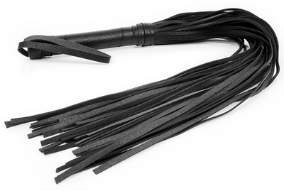 Черная многохвостая плетка с круглой ручкой - 63 см. - фото, цены
