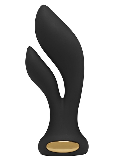 Черный вибромассажёр Aura Double Stimulator - 14,5 см. - фото, цены
