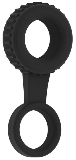 Черное кольцо для пениса и мошонки N 47 Cockring with Ball Strap - фото, цены