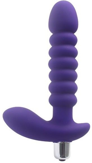 Фиолетовый анальный рельефный вибростимулятор - 17 см. - фото, цены
