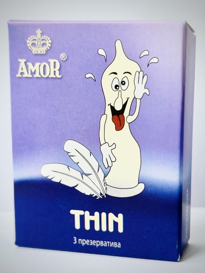 Супертонкие презервативы Amor Thin Яркая линия - 3 шт. - фото, цены