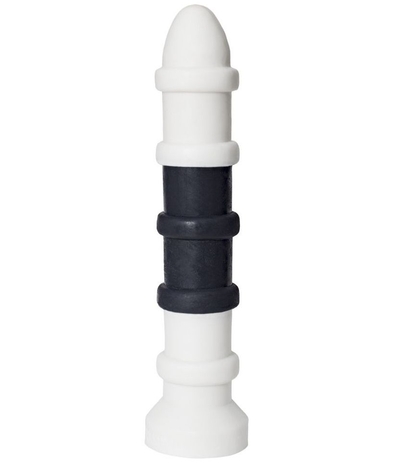 Бело-чёрный анальный жезл с крупными рёбрышками по всей длине - 35 см. - фото, цены
