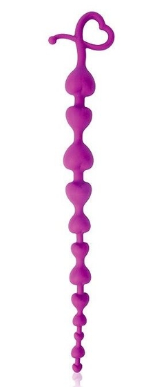 Фиолетовая анальная цепочка с ограничителем - 28 см. - фото, цены