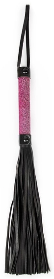 Черная плеть-флогер с розовой ручкой - 40 см. - фото, цены