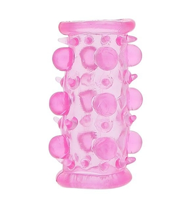 Эластичная розовая насадка с шипами и шишечками Jelly Joy Lust Cluster Pink - фото, цены