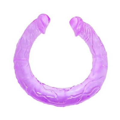 Двухголовый фиолетовый фаллоимитатор - 44,5 см. - фото, цены