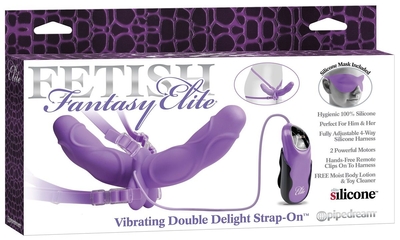 Женский вибрострапон с вагинальной пробкой Vibrating Double Delight Strap-On - 12,7 см. - фото, цены